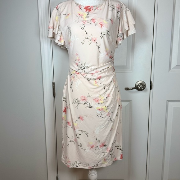 Lauren Ralph Lauren Blush Floral Ruched Sheath Dress Size 6 NWT - Picture 2 of 14